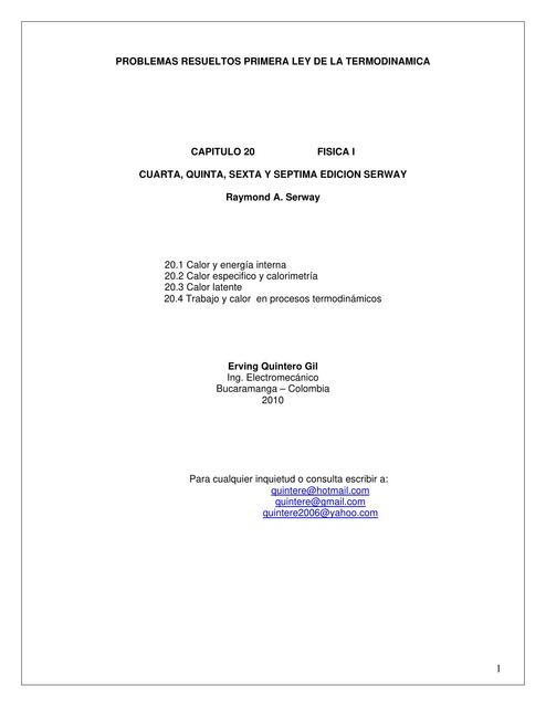 Problemas Resueltos Primera Ley de la Termodinámica 