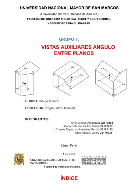 Vistas auxiliares Angulo entre planos 