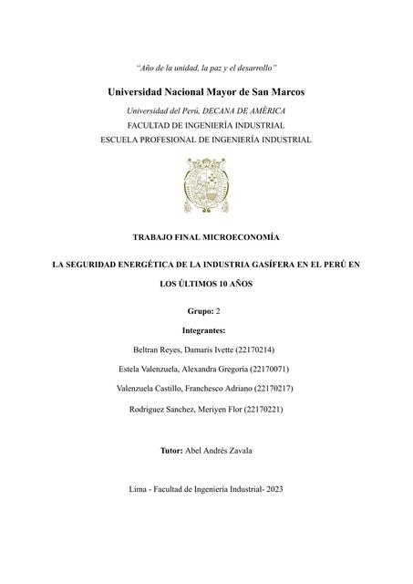 La Seguridad Energética de la Industria Gasífera en el Perú 