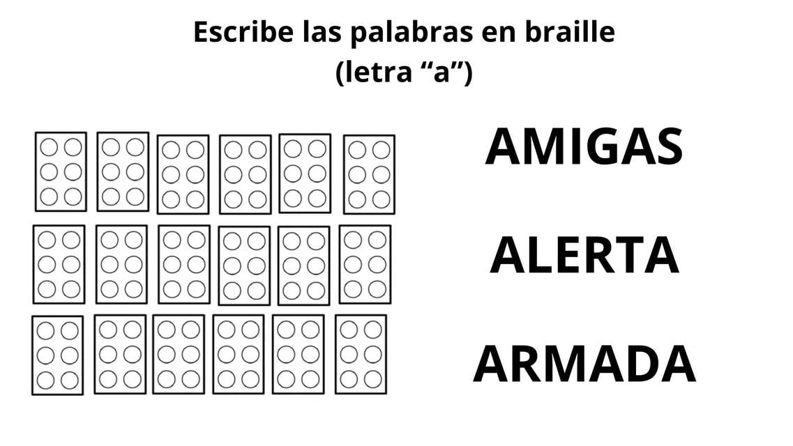 Escribe las palabras en braille letra "a" | Educación Especial | uDocz