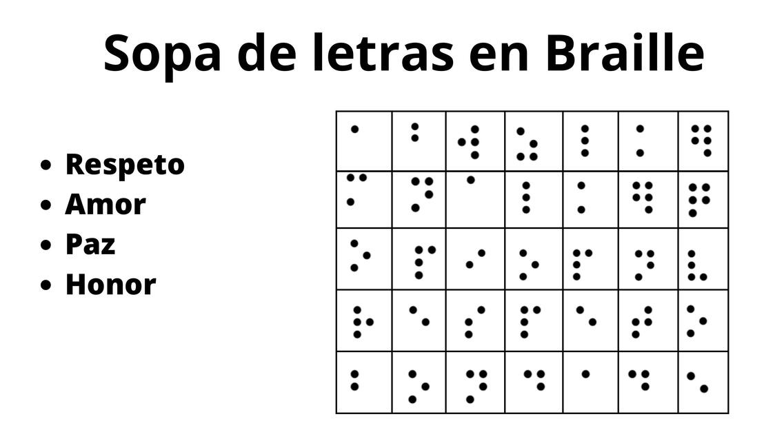 Sopa de letras en Braille Educación Especial uDocz