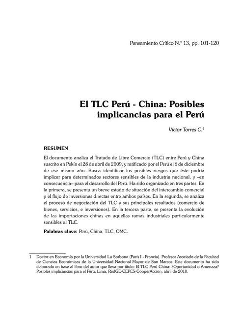 El TLC Perú- China 