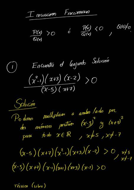 Inecuaciones fraccionarias  