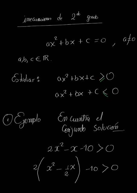 Inecuaciones  de segundo grado 