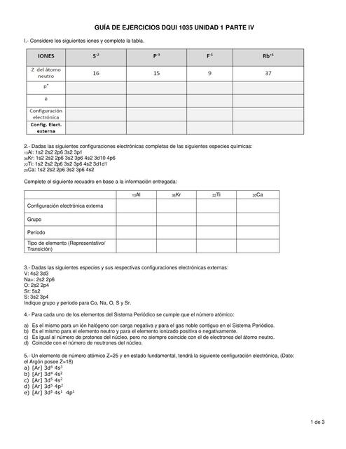 Guía de ejercicios DQIU 1035