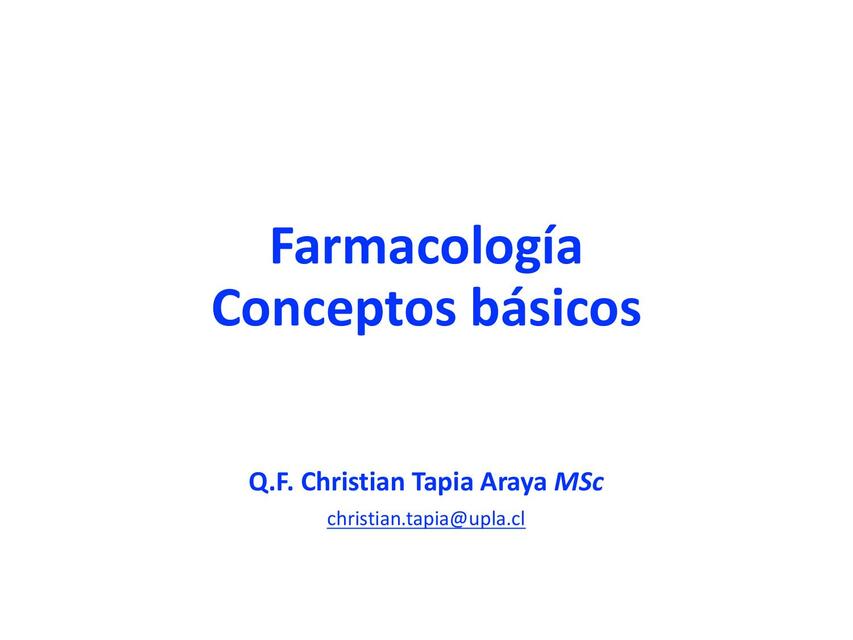 Clase 1 Introducción a la Farmacología