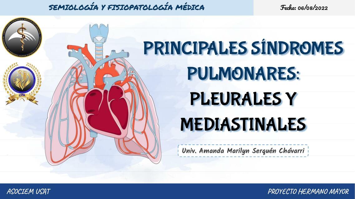 Principales síndromes pulmones: pleurales y mediastinales