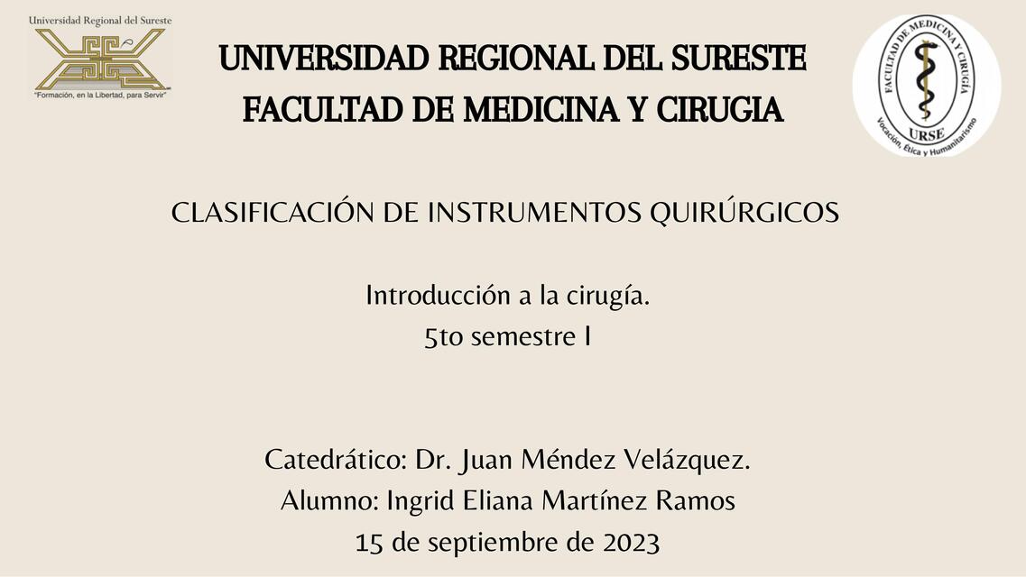 Clasificación de instrumentos quirúrgicos