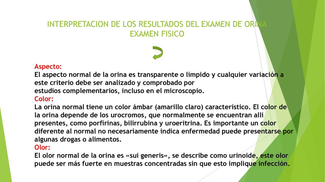 Interpretación de los resultados del examen de orina