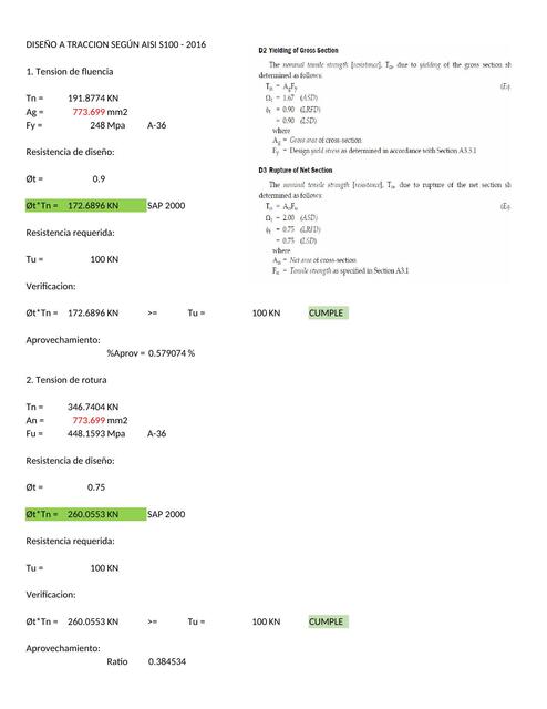 Diseño tracción según AISI S100-2016