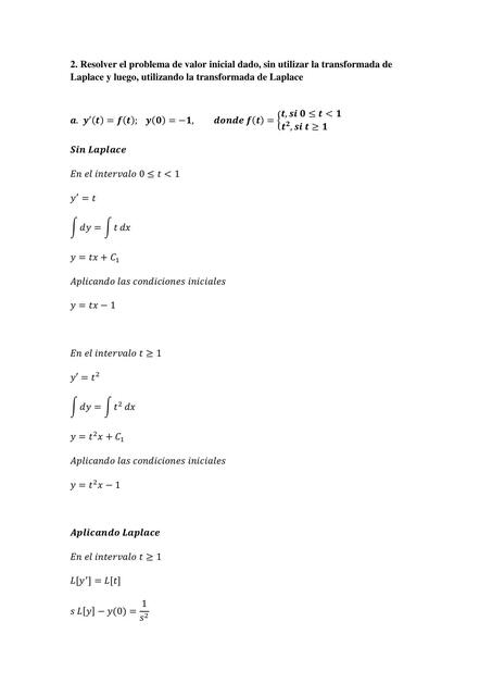 10. Ejercicios de Ecuaciones Diferenciales: Transformada de Laplace