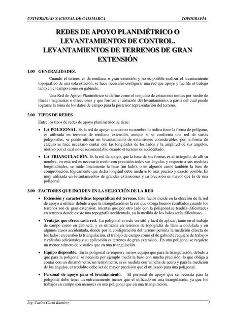 Redes de Apoyo Planimétrico o Levantamientos de Control 