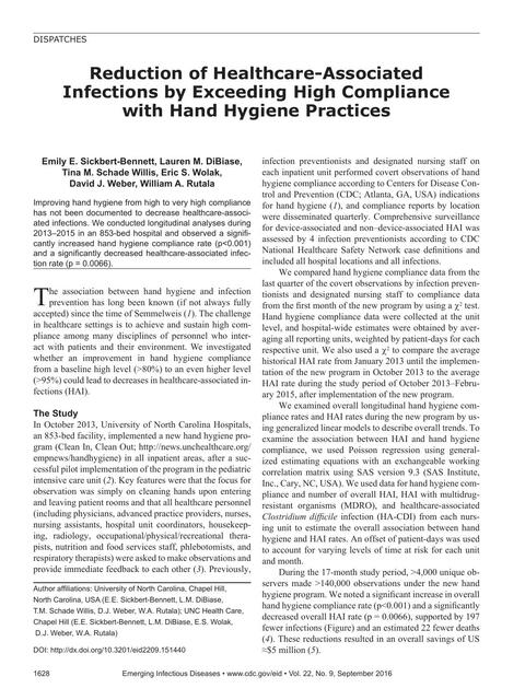 Reduction of Healthcare-Associated  Infections by Exceeding High Compliance  with Hand Hygiene Practices