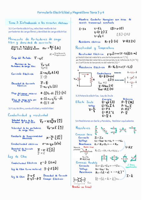 Formulario Electricidad y Magnetismo Tema 3 y 4