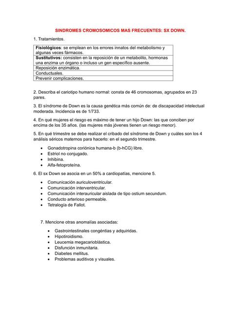 Síndromes Cromosómicos Más Frecuentes: Síndrome de Down 
