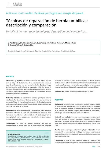 Técnicas de Reparación de Hernia Umbilical 