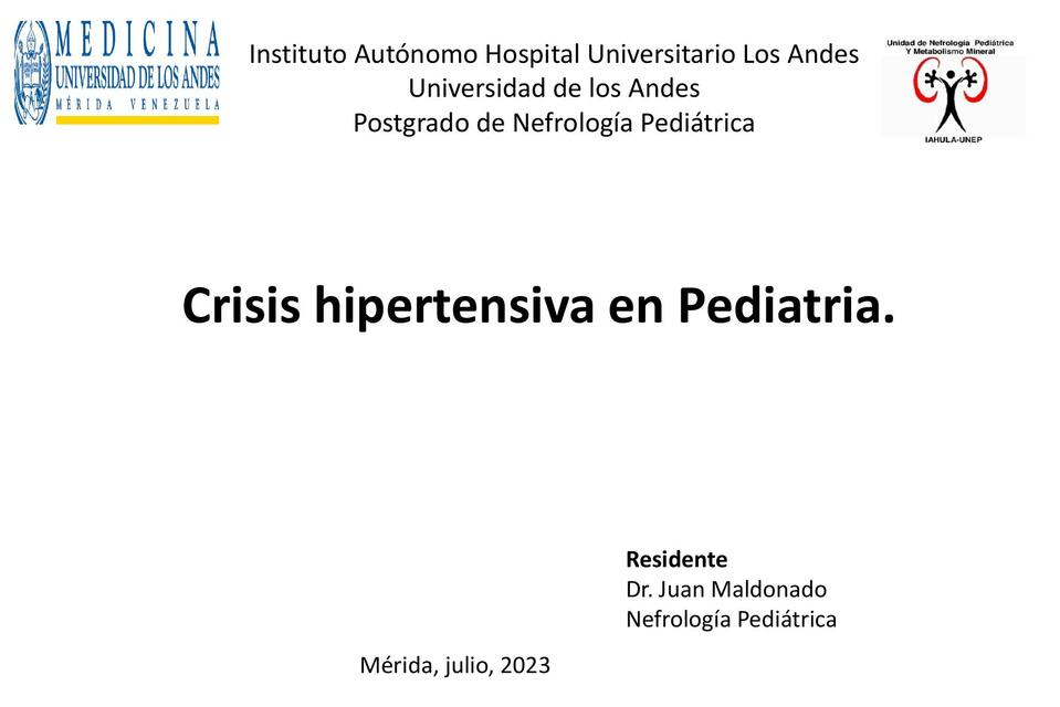 Crisis hipertensiva en pediatria