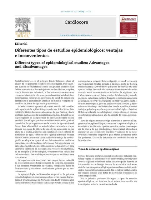 Diferentes Tipos de Estudios Epidemiológicos 