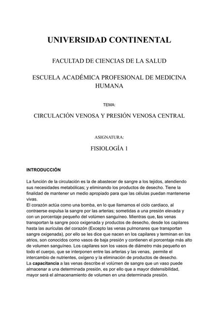 Circulación venosa y presión venosa central 