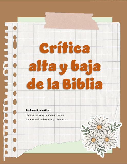 Crítica Alta y Baja de la Biblia 