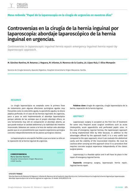 Controversias en la Cirugía de la Hernia Inguinal por Laparoscopia 