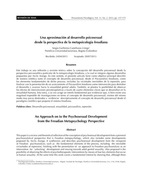 Una aproximación al desarrollo psicosexual