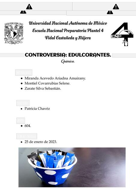 Controversia: Edulcorantes 