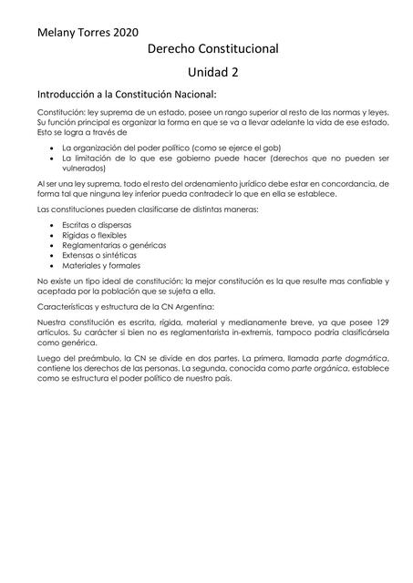 Resumen U2 introducción al derecho constitucional