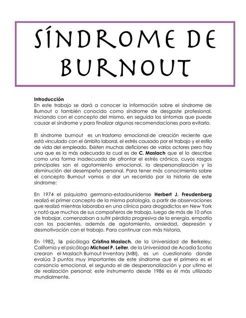 Síndrome de Burnout