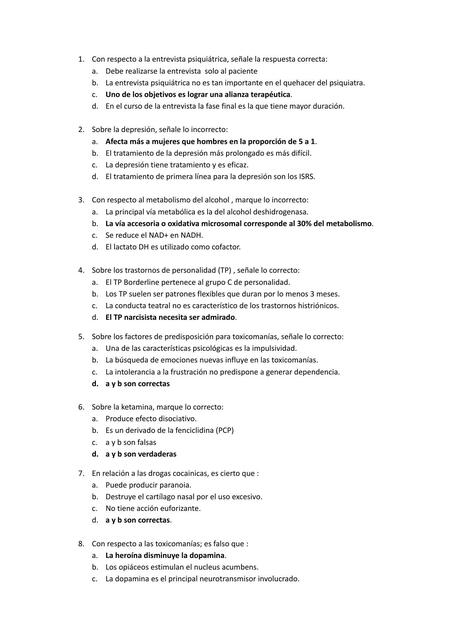 Examen Unidad Psiquiatría   