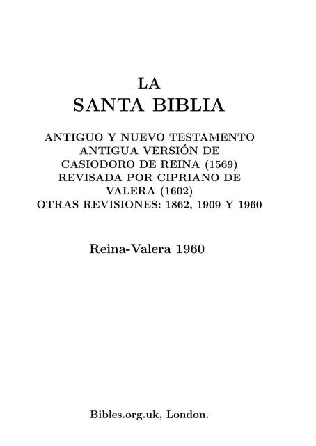 Biblia ReinaLA SANTA BIBLIA 1960