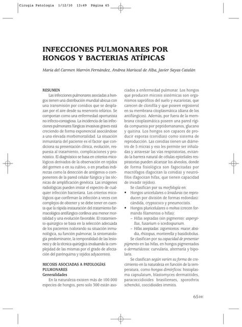 Infecciones pulmonares por hongos y bacterias atípicas   