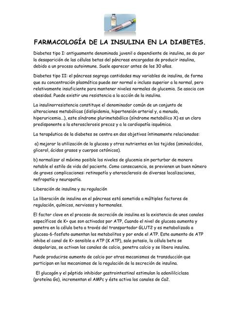 FARMACOLOGÍA DE LA INSULINA EN LA DIABETES