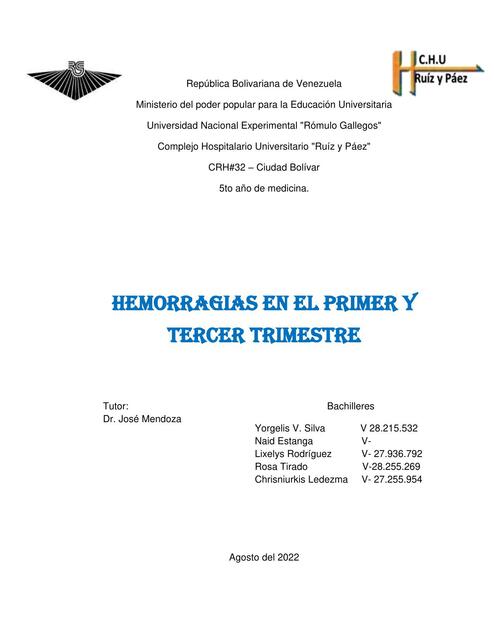 Hemorragias de primer y tercer trimestre