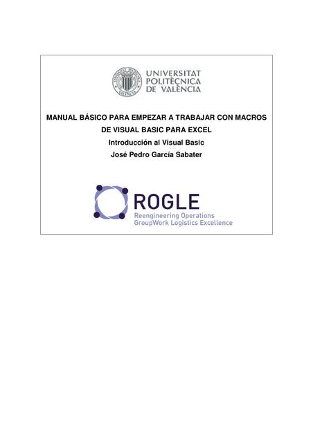 Manual básico para empezar a trabajar con macros de visual Basic para Excel