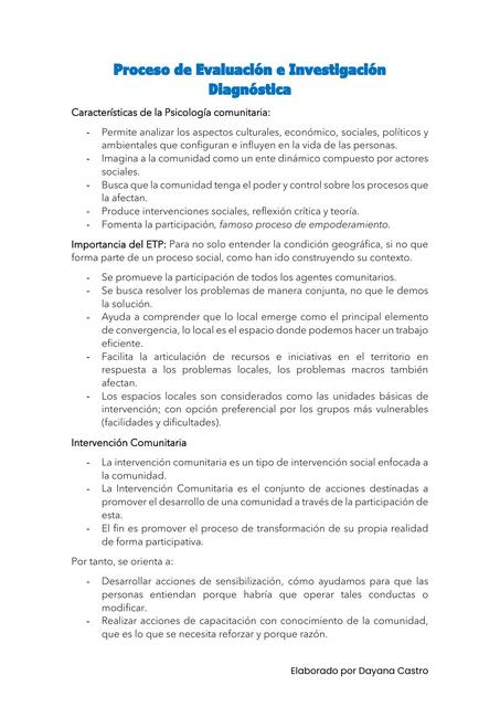 Proceso de Evaluación e Investigación Diagnóstica