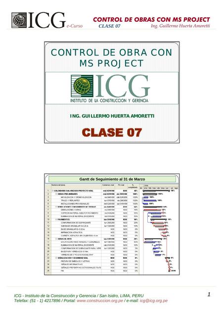 Control de Obra con MS Project 