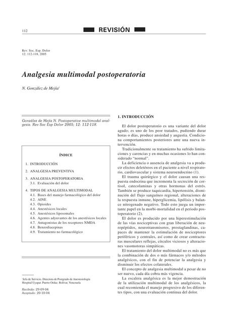 Analgesia multimodal postoperatoria 