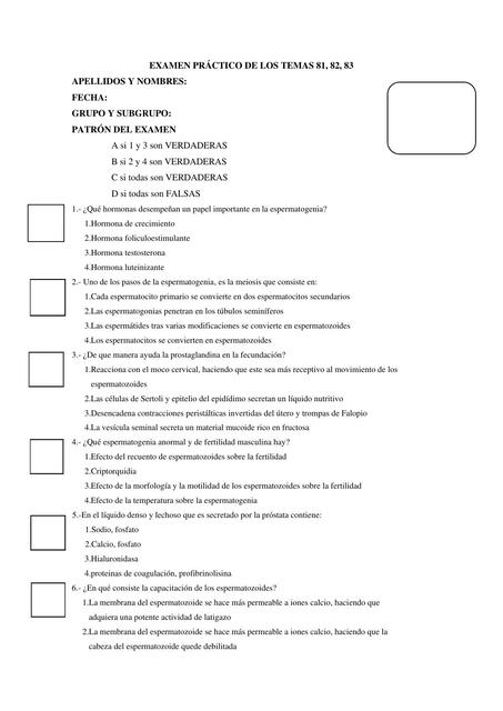 EXAMEN DE FISIOLOGÍA II CAP 81 82 83