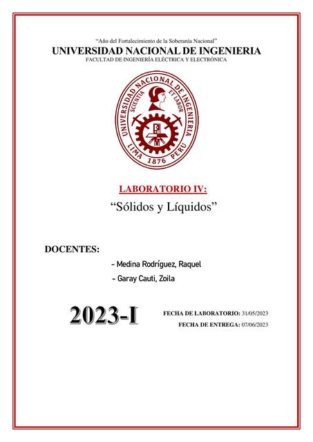 Sólidos y líquidos Química - Lab. IV