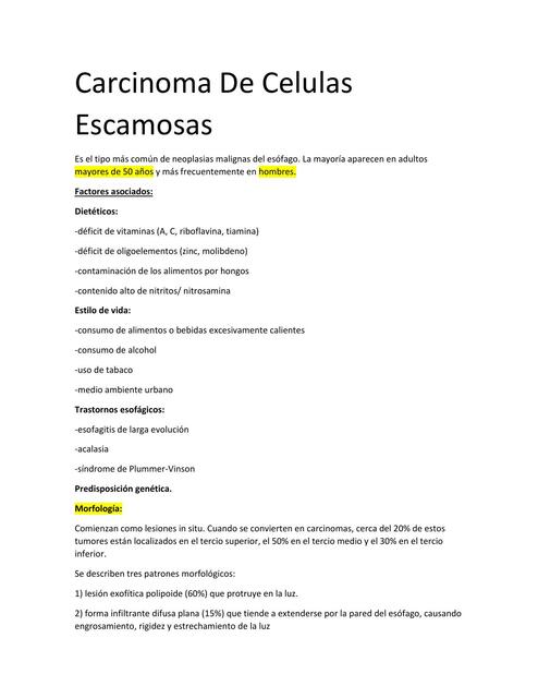 Carcinoma de células escamosas Medicina Óptima uDocz