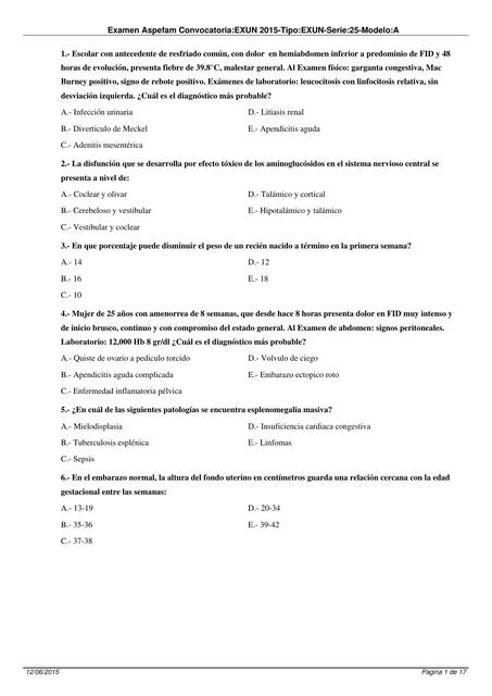 Examen Aspefam Convocatoria (BANCO Enam)