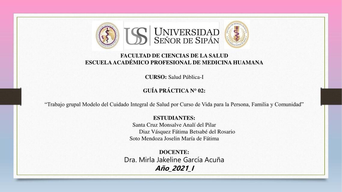 Trabajo Grupal Modelo del Cuidado Integral de Salud 