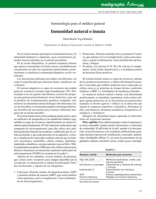 Inmunidad Natural o Innata 