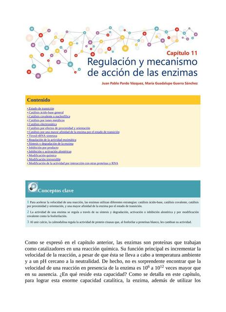 Capítulo 11 Regulación y mecanismo de acción de las enzimas