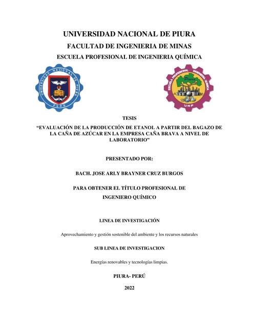 Evaluación de la producción de etanol a partir del bagazo de la caña de azúcar en la empresa caña brava a nivel de laboratorio