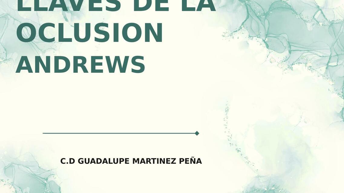 Llaves de la Oclusión 