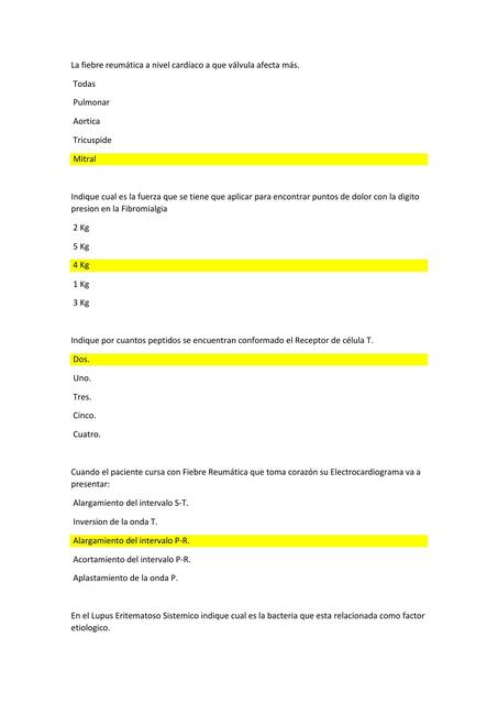 Examen de Reumatología 