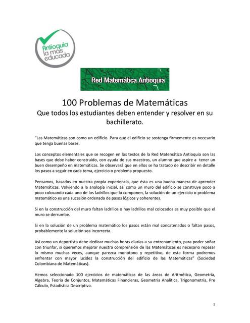 100 Problemas de Matemáticas