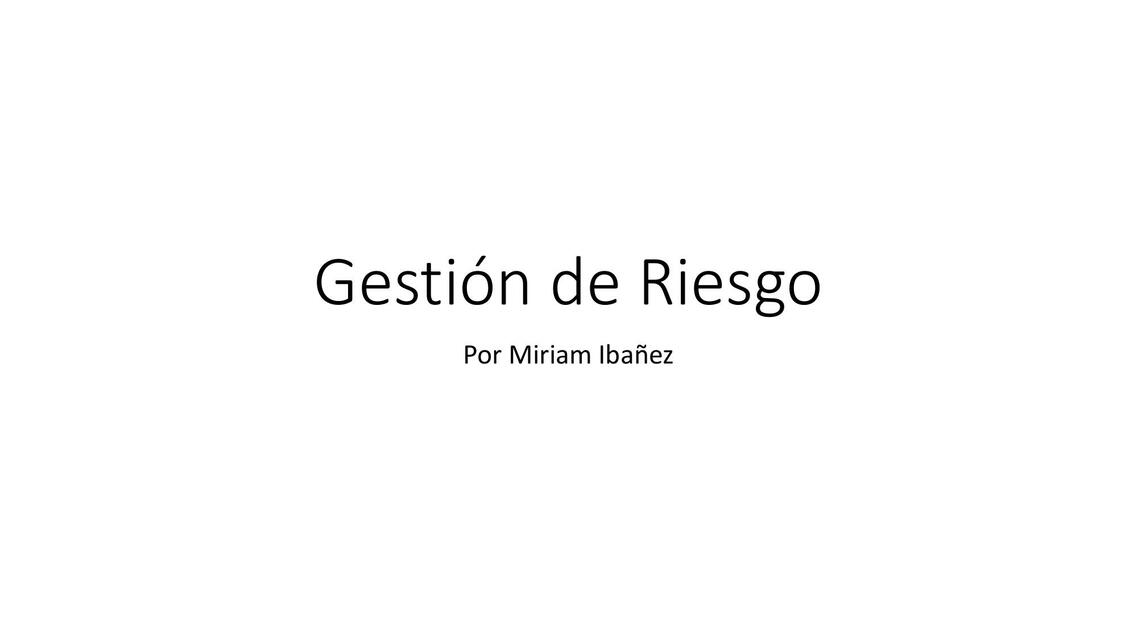 Gestión de Riesgos